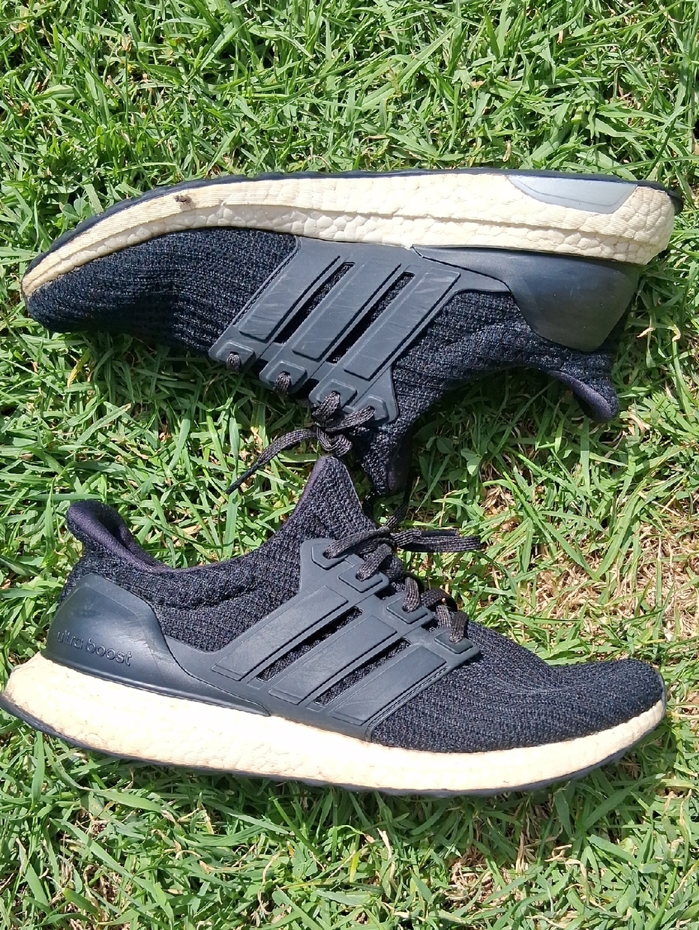 adidas Black Knit Running Sneakers with White Midsoles